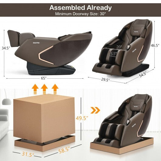 Soothe 10-Full Body Zero Gravity Massage Chair with SL Track Heat Installation-free-Brown - Color: Brown