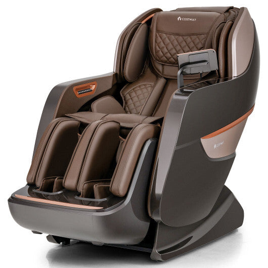 Therapy 22 - SL Track Full Body Zero Gravity Massage Chair Recliner Thai Stretch Heat Roller-Brown - Color: Brown