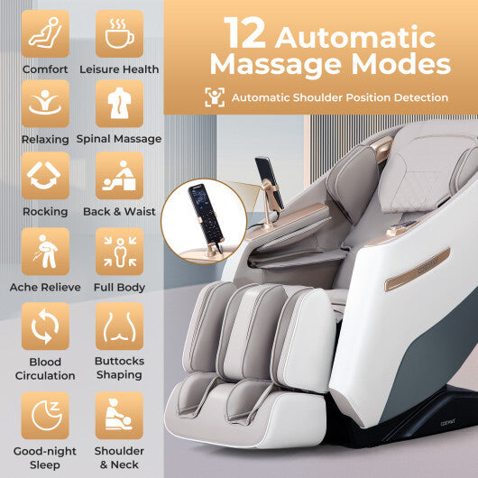 Relaxation 29-Full Body Massage Chair with Waist Heating & Airbag Massage-White - Color: White