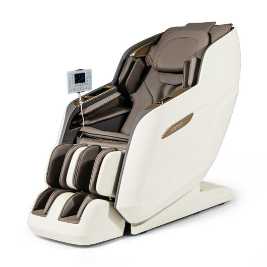 Therapy 36-SL Track Massage Chair with Airbags Waist and Calves Heating Foot Rollers-White and Brown - Color: Brown & White