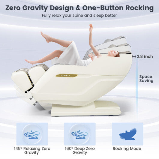 Therapy 36-SL Track Massage Chair with Airbags Waist and Calves Heating Foot Rollers-White and Brown - Color: Brown & White