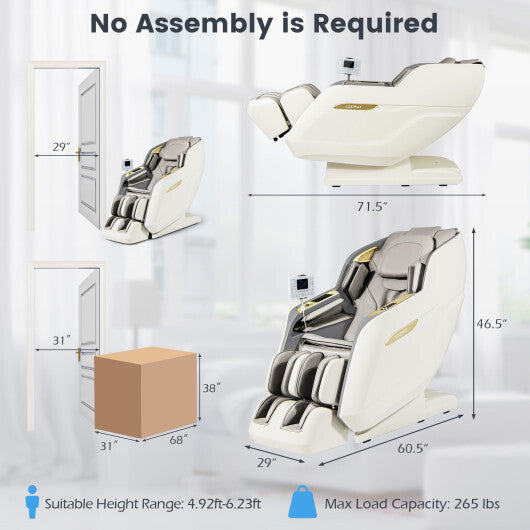 Therapy 36-SL Track Massage Chair with Airbags Waist and Calves Heating Foot Rollers-White and Brown - Color: Brown & White