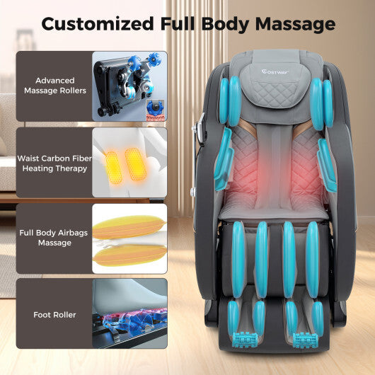 Full Body Massage Chair with Airbags and Heater-Gray - Color: Gray