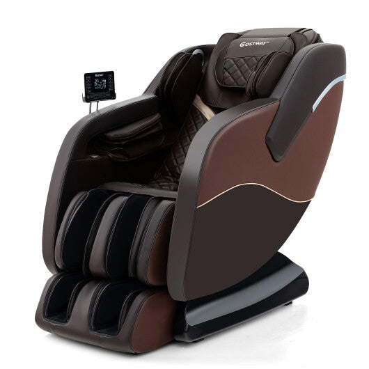 Full Body Massage Chair with Airbags and Heater-Brown - Color: Brown