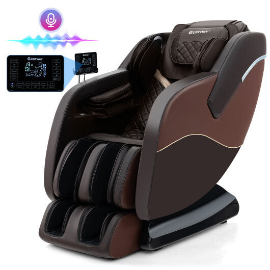 Full Body Massage Chair with Airbags and Heater-Brown - Color: Brown