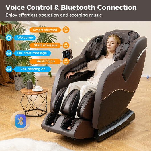 Full Body Massage Chair with Airbags and Heater-Brown - Color: Brown