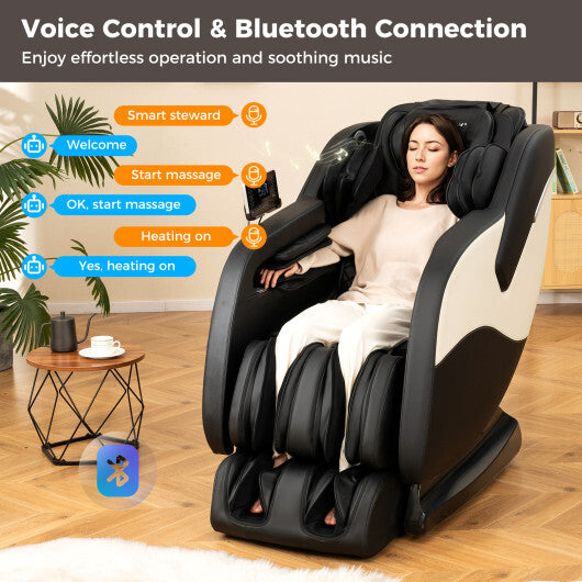 Full Body Massage Chair with Airbags and Heater-White - Color: White