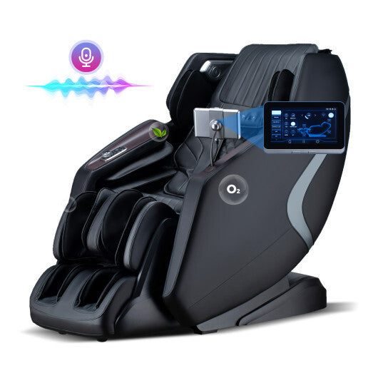 3D SL-Track Full Body Massage Chair with Zero-Gravity Design-Black - Color: Black