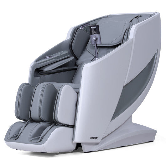 Full Body Zero Gravity Massage Recliner with Airbags and Foot Rollers-Gray - Color: Gray