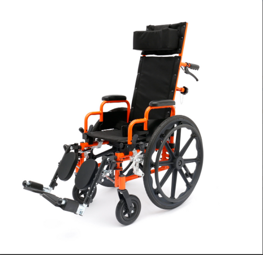 Circle Specialty Ziggo 12" Reclining Wheelchair, Orange