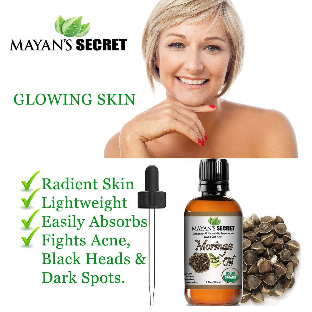 Mayans secret Moringa Oil Pure Virgin Cold Pressed 4 fl.oz