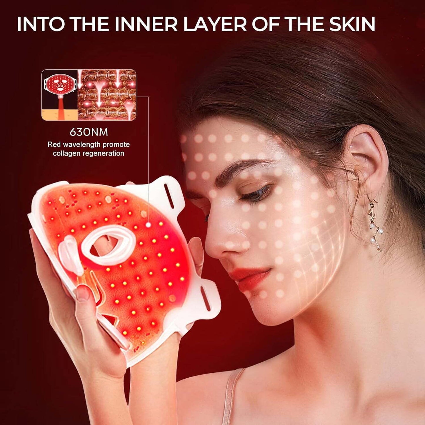 Red Light Therapy Mask, Led Contour Face Mask Light Therapy Wrinkle, 7 Colors