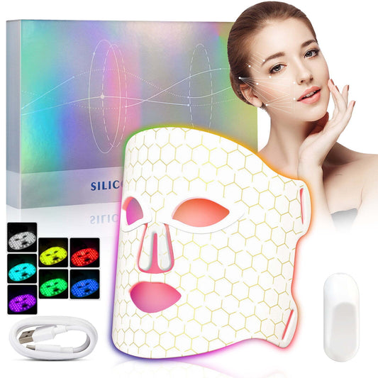 Red Light Therapy Mask, Led Contour Face Mask Light Therapy Wrinkle, 7 Colors