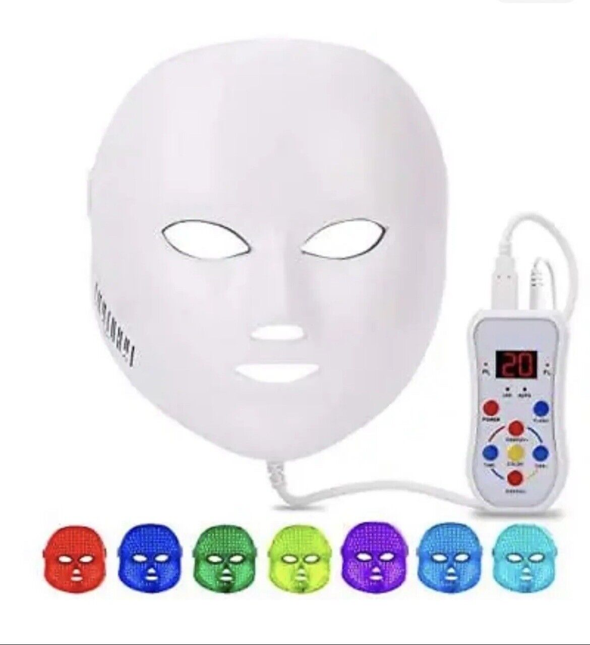 Led Face Mask Light Therapy, 7 Led Light Therapy Facial Skin Care Mask