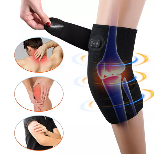 Electric Heating Vibration Knee Joint Pad Wrap Brace Massage Therapy Massager