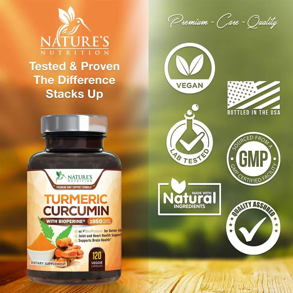 Turmeric Curcumin with BioPerine 1950mg - 120 capsules