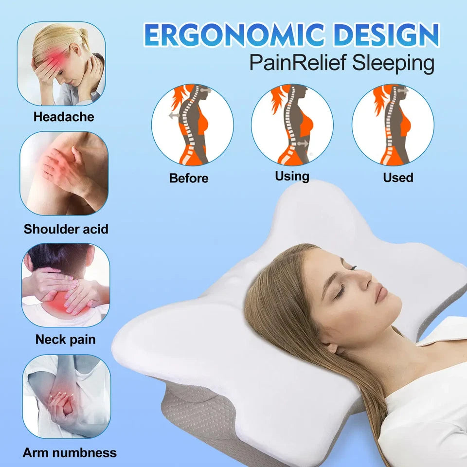 Ergonomic Foam Neck Support Pillow – Pain Relief & Comfortable Sleep