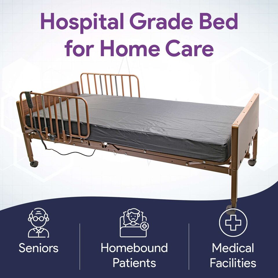 Full Electric Hospital Bed With Full Rails, 36"x80", Adjustable Height