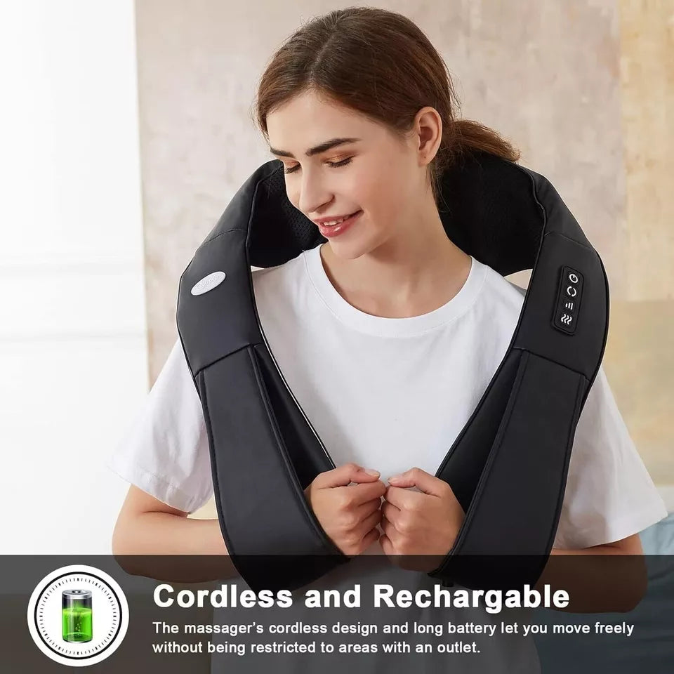 Cordless Shiatsu Neck and Shoulder Massager with Heat Portable