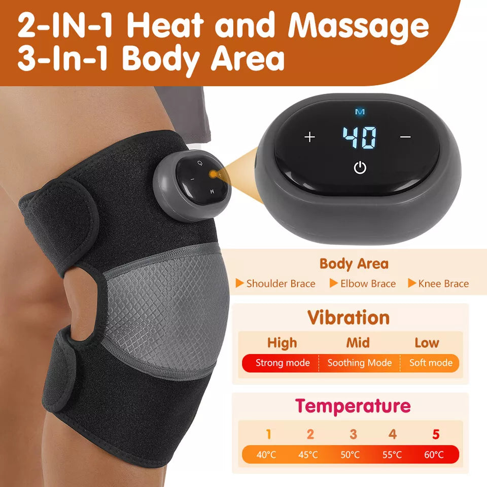 3in1 Heated Joint Knee Wrap Brace Support Electric Massage Pad