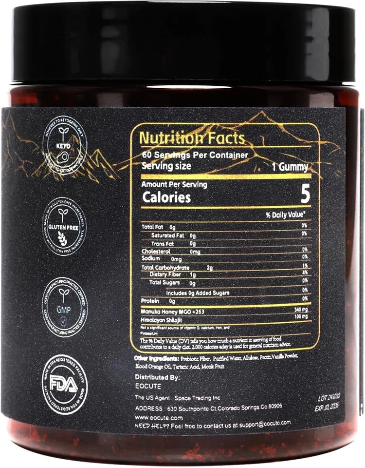 Shilajit Gummies Pure 100% Himalayan Organic Resin Natural