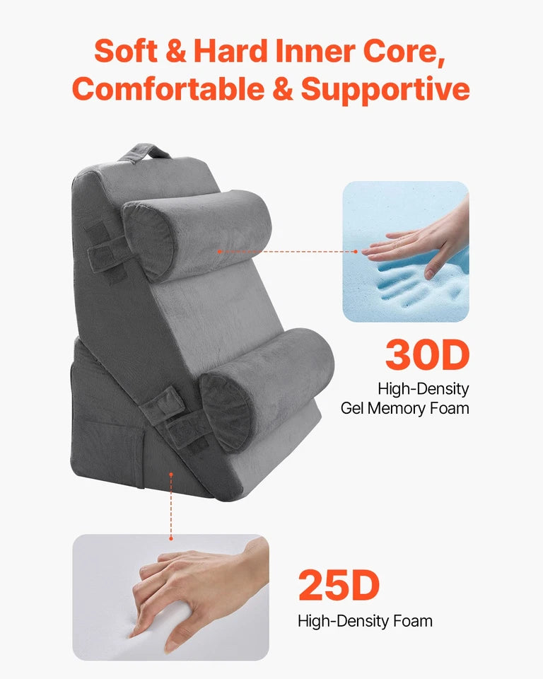 Adjustable 4-Piece Orthopedic Bed Wedge Pillow – Back, Leg & Neck Support