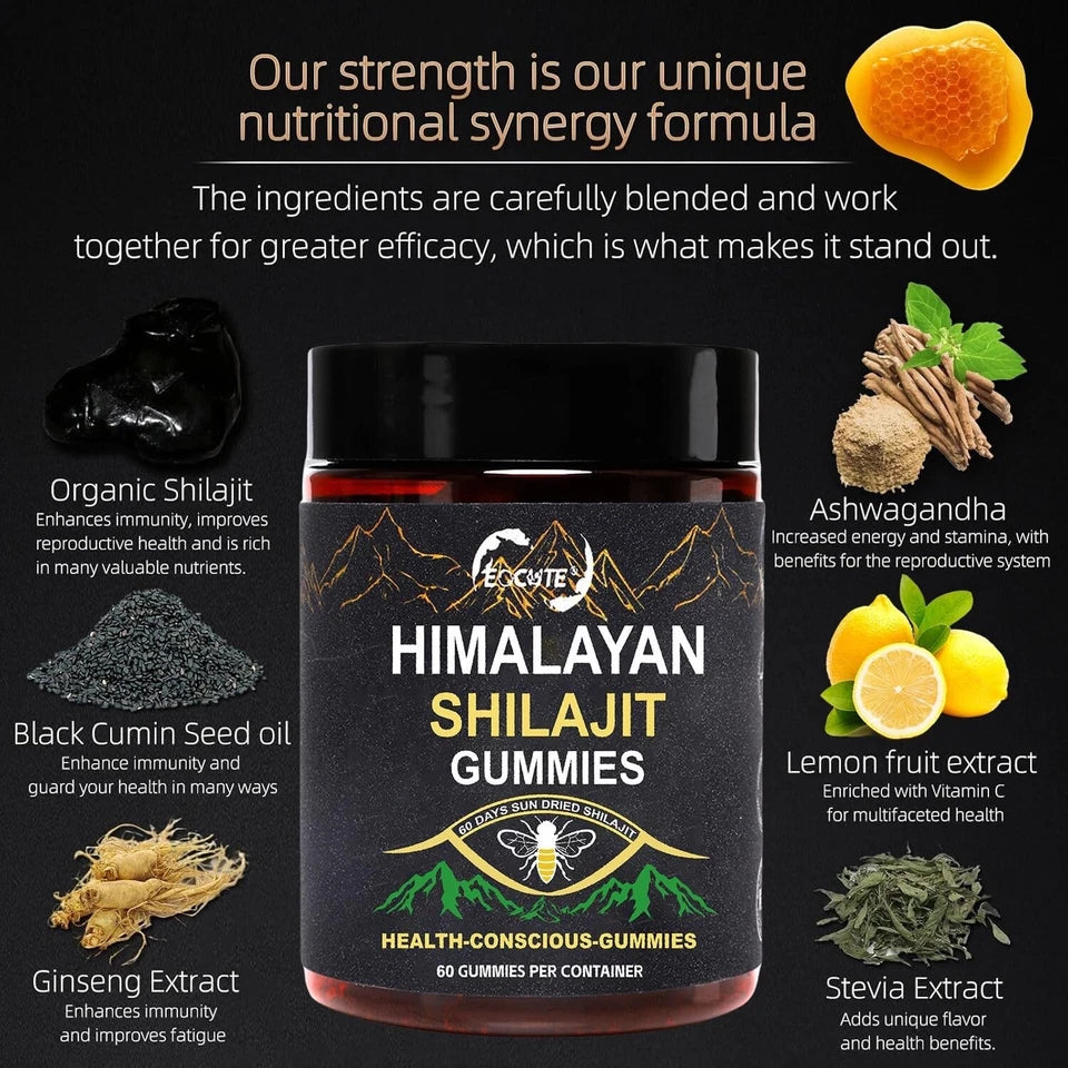 Shilajit Gummies Pure 100% Himalayan Organic Resin Natural