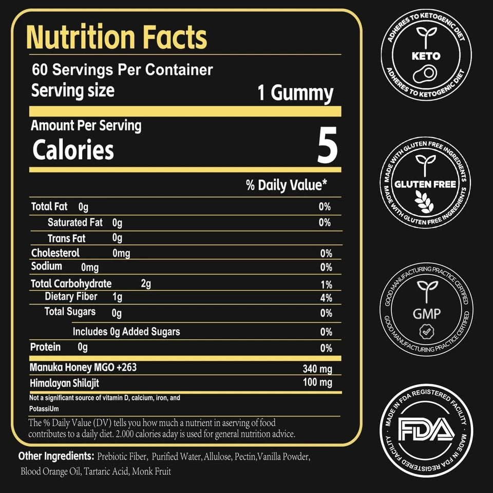 Shilajit Gummies Pure 100% Himalayan Organic Resin Natural
