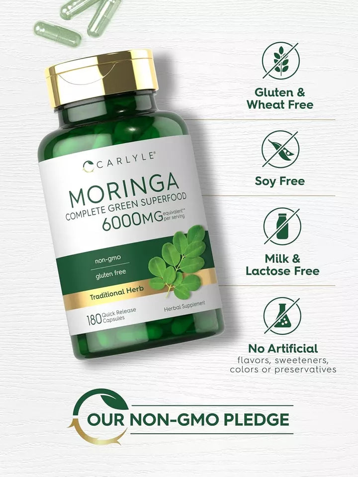 Carlyle Moringa Oleifera Green Superfood 6000 mg - 180 Count