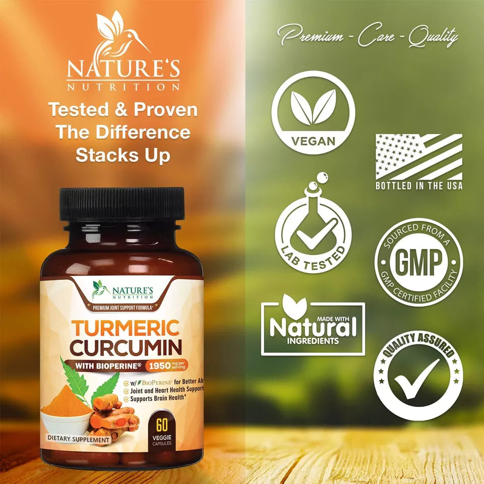 Turmeric Curcumin with BioPerine 1950mg - 60 veg capsules