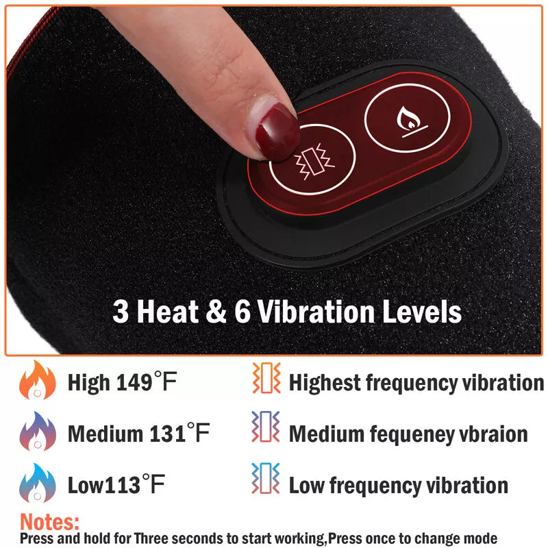 Electric Heating Vibration Knee Joint Pad Wrap Brace Massage Therapy Massager