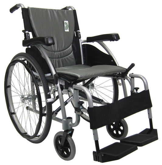 Ergonomic seat frame, Removable footrest, Weighs under 25 lbs,colour Pearl Silver and two different size 16" & 18"