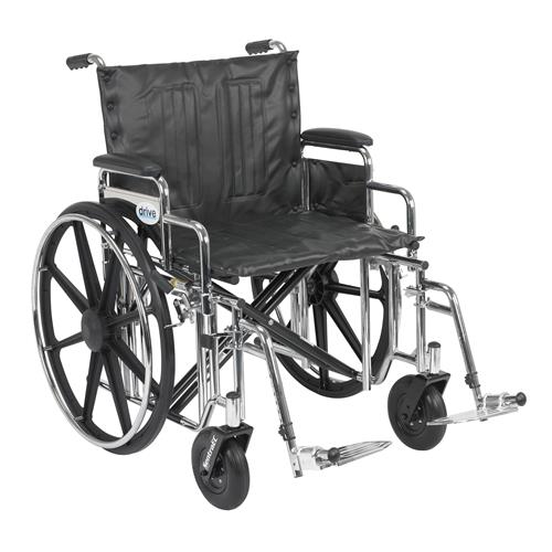 Drive Medical Sentra Extra Heavy Duty Wheelchair, Detachable Desk Arms, Swing away Footrests, 22 inches Seat - 1 ea