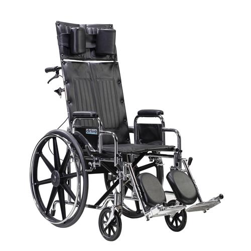 Drive Medical Sentra Reclining Wheelchair, Detachable Desk Arms, 22 inches Seat - 1 ea
