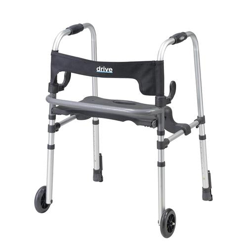 Drive Medical Clever Lite LS Walker Rollator with Seat and Push Down Brakes