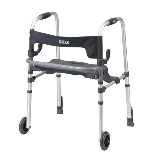 Drive Medical Clever Lite LS Walker Rollator with Seat and Push Down Brakes
