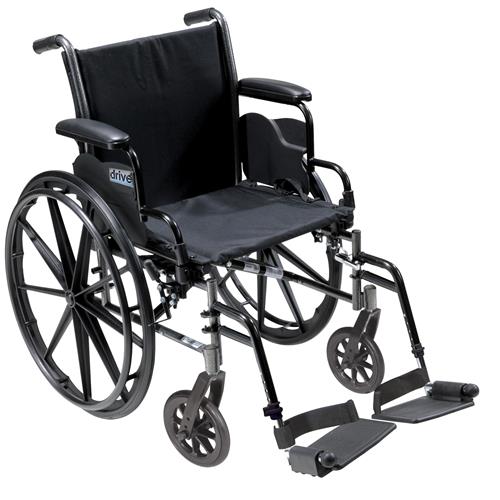 Drive Medical Cruiser III Light Weight Wheelchair with Flip Back Removable Arms, Desk Arms, Swing away Footrests, 16 inches Seat - 1 ea