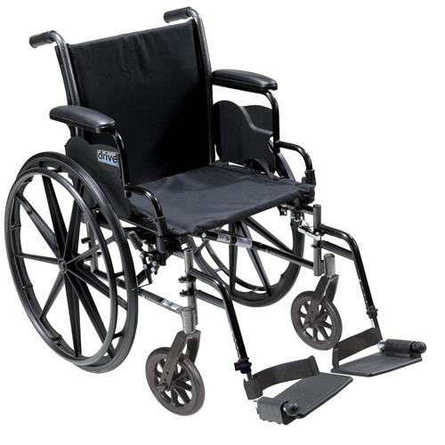 Drive Medical Cruiser III Light Weight Wheelchair with Flip Back Removable Arms, Desk Arms, Swing away Footrests, 18 inches Seat - 1 ea