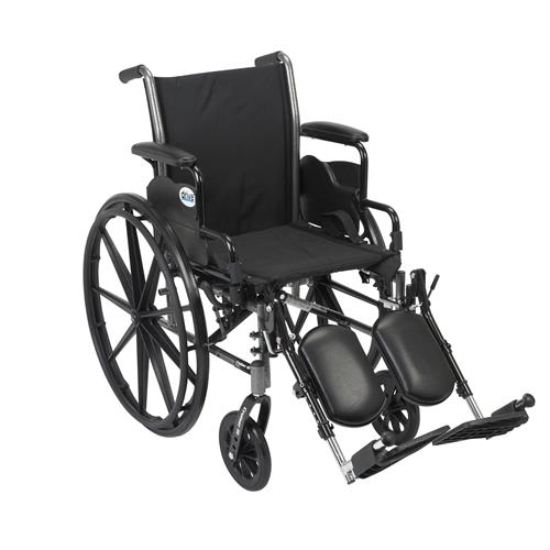 Drive Medical Cruiser III Light Weight Wheelchair with Flip Back Removable Arms, Desk Arms, Elevating Leg Rests, 18 inches Seat - 1 ea