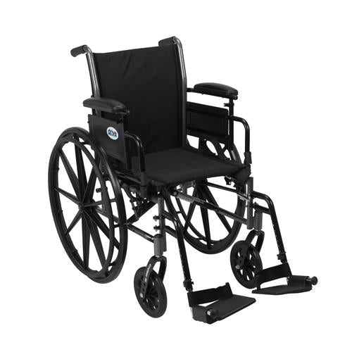 Drive Medical Cruiser III Light Weight Wheelchair with Flip Back Removable Arms, Adjustable Height Desk Arms, Swing away Footrests, 18 inches - 1 ea