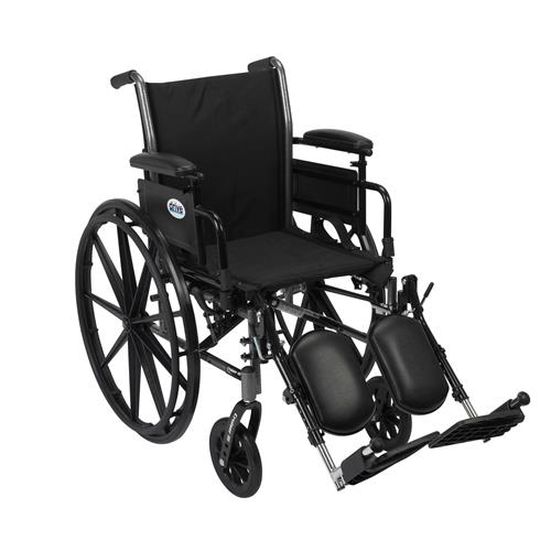 Drive Medical Cruiser III Light Weight Wheelchair with Flip Back Removable Arms, Adjustable Height Desk Arms, Elevating Leg Rests, 18 inches - 1 ea