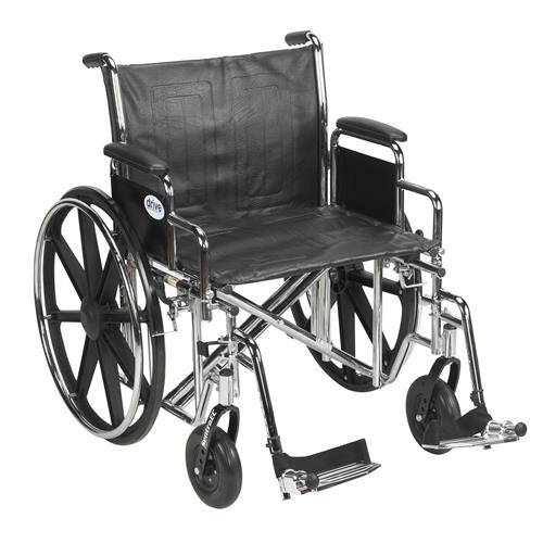 Drive Medical Sentra EC Heavy Duty Wheelchair, Detachable Desk Arms, Swing away Footrests, 22 inches Seat - 1 ea