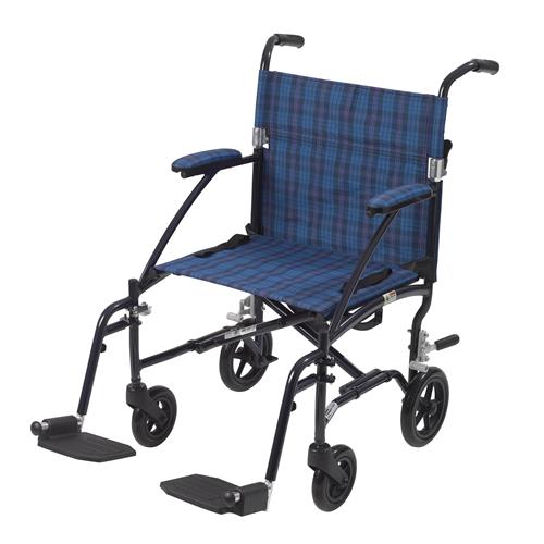 Drive Medical Fly Lite Ultra Lightweight Transport Wheelchair, Blue - 1 ea