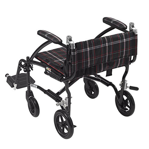 Drive Medical Fly Lite Ultra Lightweight Transport Wheelchair, Black - 1 ea