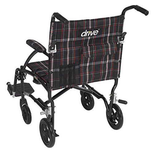 Drive Medical Fly Lite Ultra Lightweight Transport Wheelchair, Black - 1 ea