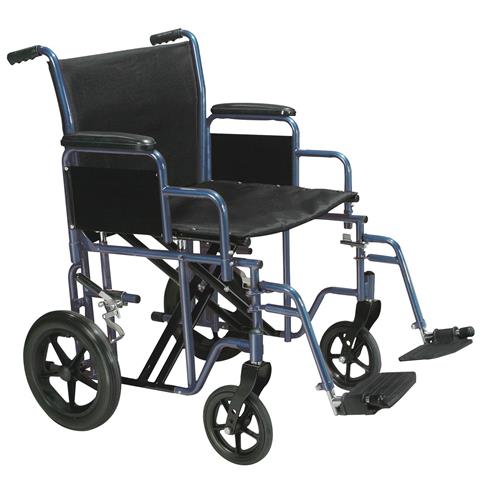 Drive Medical Bariatric Heavy Duty Transport Wheelchair with Swing Away Footrest, 20 inches Seat, Blue - 1 ea