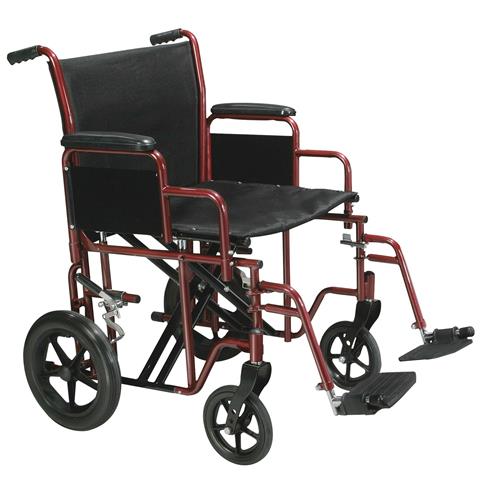 Drive Medical Bariatric Heavy Duty Transport Wheelchair with Swing Away Footrest, 20 inches Seat, Red - 1 ea