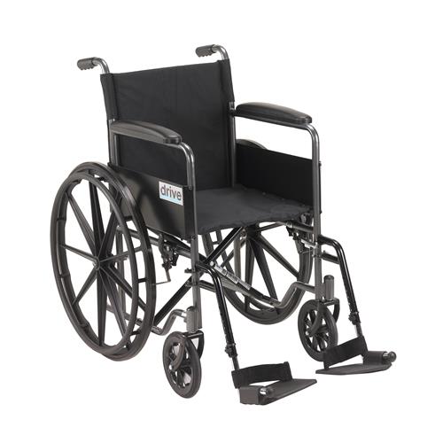 Drive Medical Silver Sport 1 Wheelchair with Full Arms and Swing away Removable Footrest - 1 ea