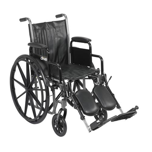Drive Medical Silver Sport 2 Wheelchair, Detachable Desk Arms, Elevating Leg Rests, 16 inches Seat - 1 ea