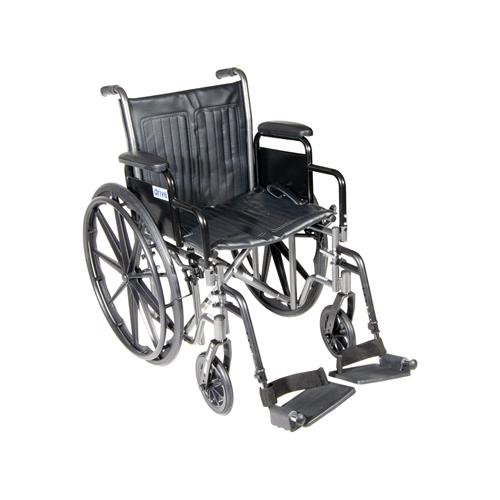 Drive Medical Silver Sport 2 Wheelchair, Detachable Desk Arms, Swing away Footrests, 18 inches Seat - 1 ea